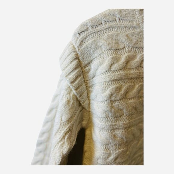 Unsubscribed Cable Mock Neck Sweater Fisherman Small Soft Muslin Ivory Alpaca - Picture 2 of 8
